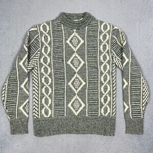 Vintage Parkton Mens Size M Green Cream Knit Pullover Sweater